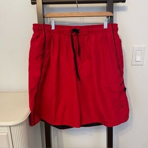 Men's Red Speedo swim trunks. Pockets and mesh inside. XL